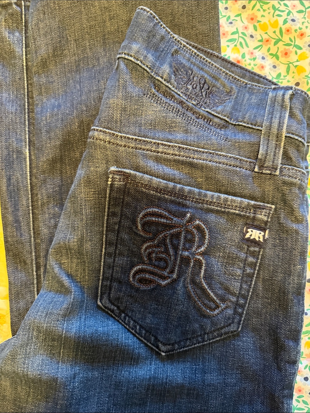Rock & Republic Dark Blue Boot Cut Jeans with Embroidered R Pocket